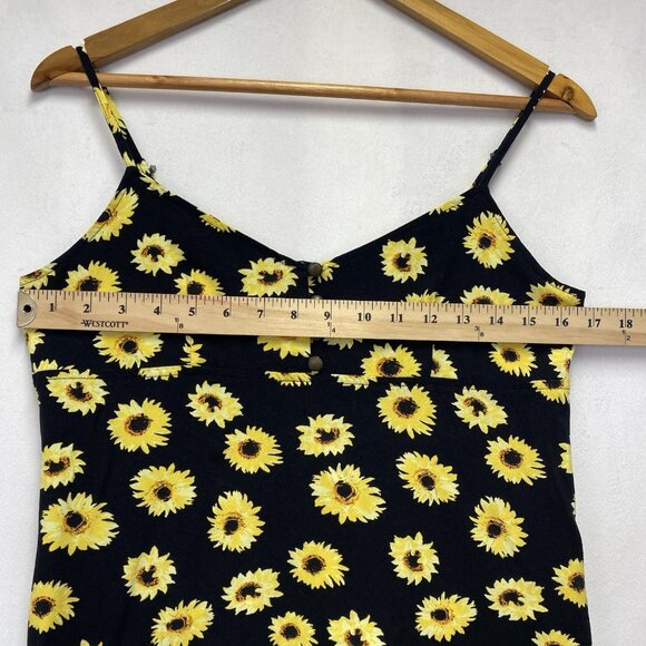 URBAN OUTFITTERS Sunflower Spaghetti Strap Mini Dress Women Medium Black Yellow - Picture 5 of 12